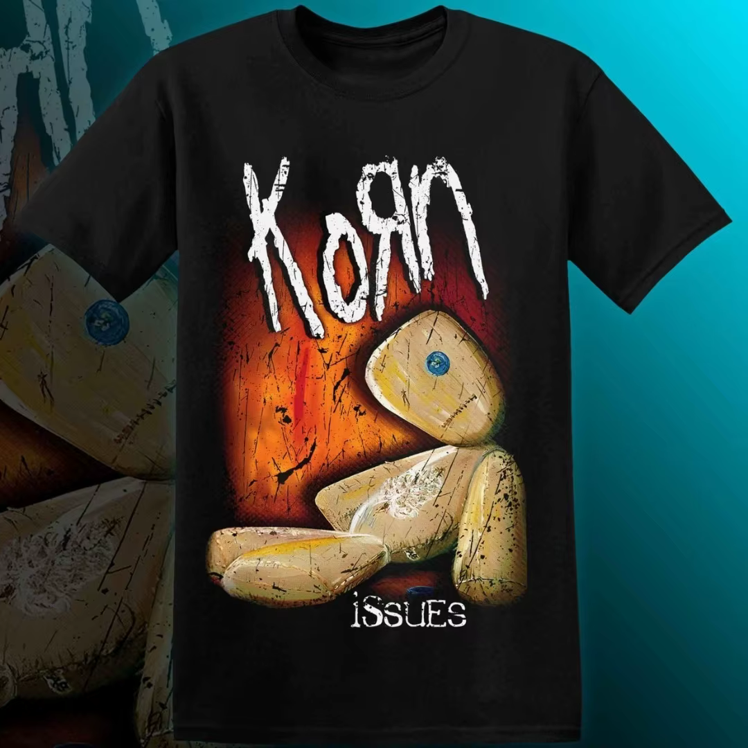 KORN ISSUES T-shirt Homme Femme Manches Courtes Rétro Bande Y2K T-shirt Streetwear Marque de Luxe Ha
