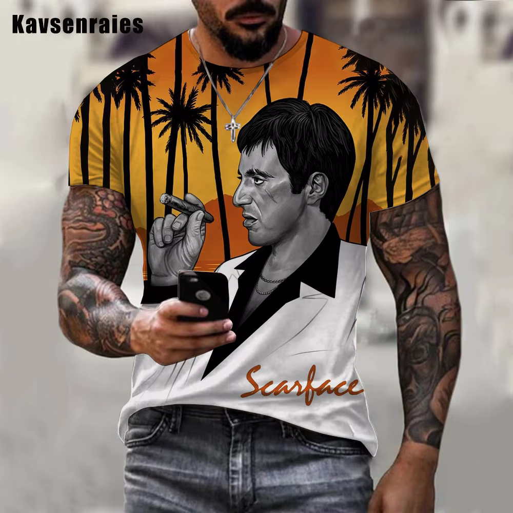 T-shirt du film planchers face Tony Montana pour hommes et femmes, Streetwear imprimé en 3D, T-shirt