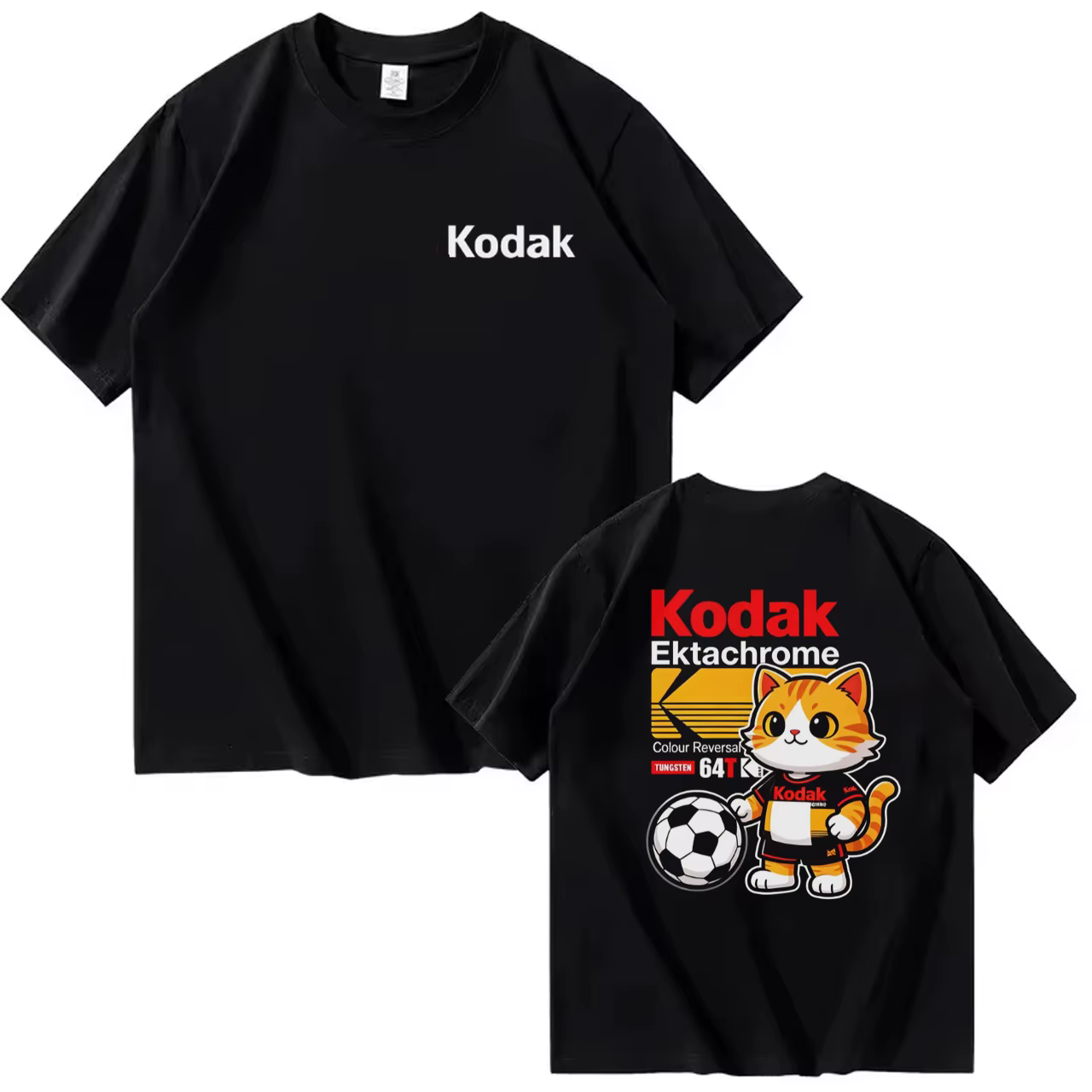 T-shirt multifonctionnel décontracté et respirant en coton imprimé 'Cute Football Cat' de la marque