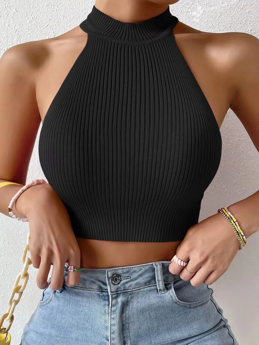 Corset sans manches en tricot pour femmes, mode d'été 2026, basique, décontracté, col licou, Crossfi