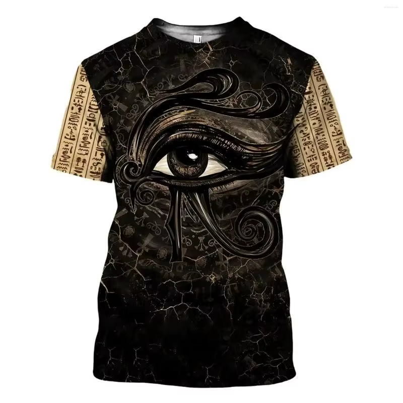 T-shirt manches courtes col rond pour homme, ample et col rond, avec image d'oiseau égyptien antique