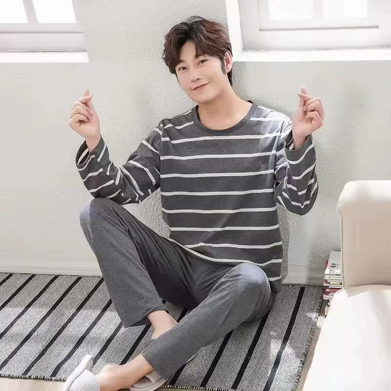 2 pièces/ensemble hommes pyjamas automne hiver à manches longues mode doux Simple décontracté Homewe