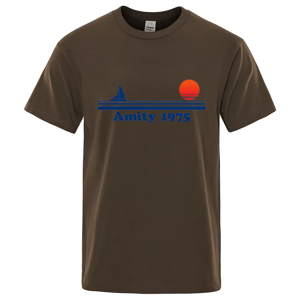 Amity 1975-Mâchoires rétro impression t-shirt hommes créativité Sweat vêtements mode t-shirt vêtemen