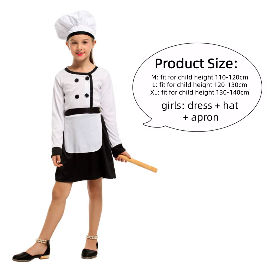 Costume de performance pour festival, déguisement de petit chef pour filles et garçons, uniforme pro