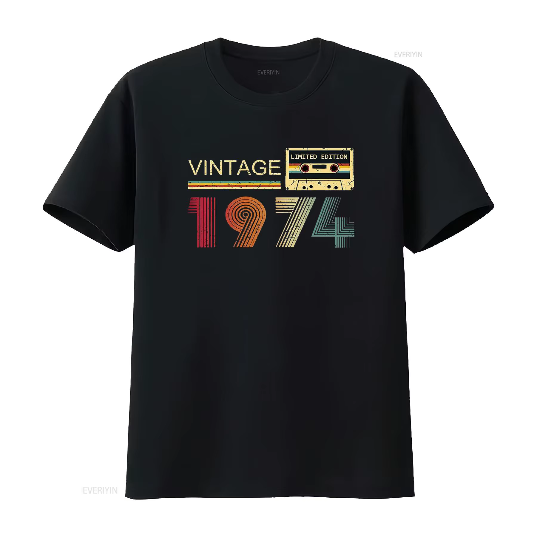 Vintage 1974 t-shirt pour hommes 50e anniversaire papa fête des pères mari ami vintage lavé vêtement