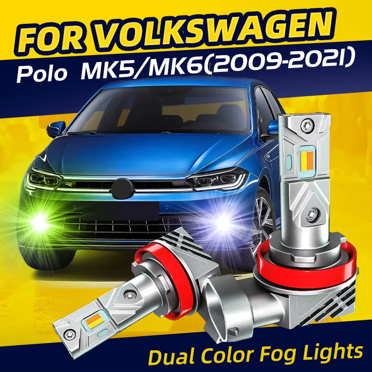 Ampoules antibrouillard avant LED pour voiture, 2 pièces, double couleur, pour Volkswagen VW Polo MK