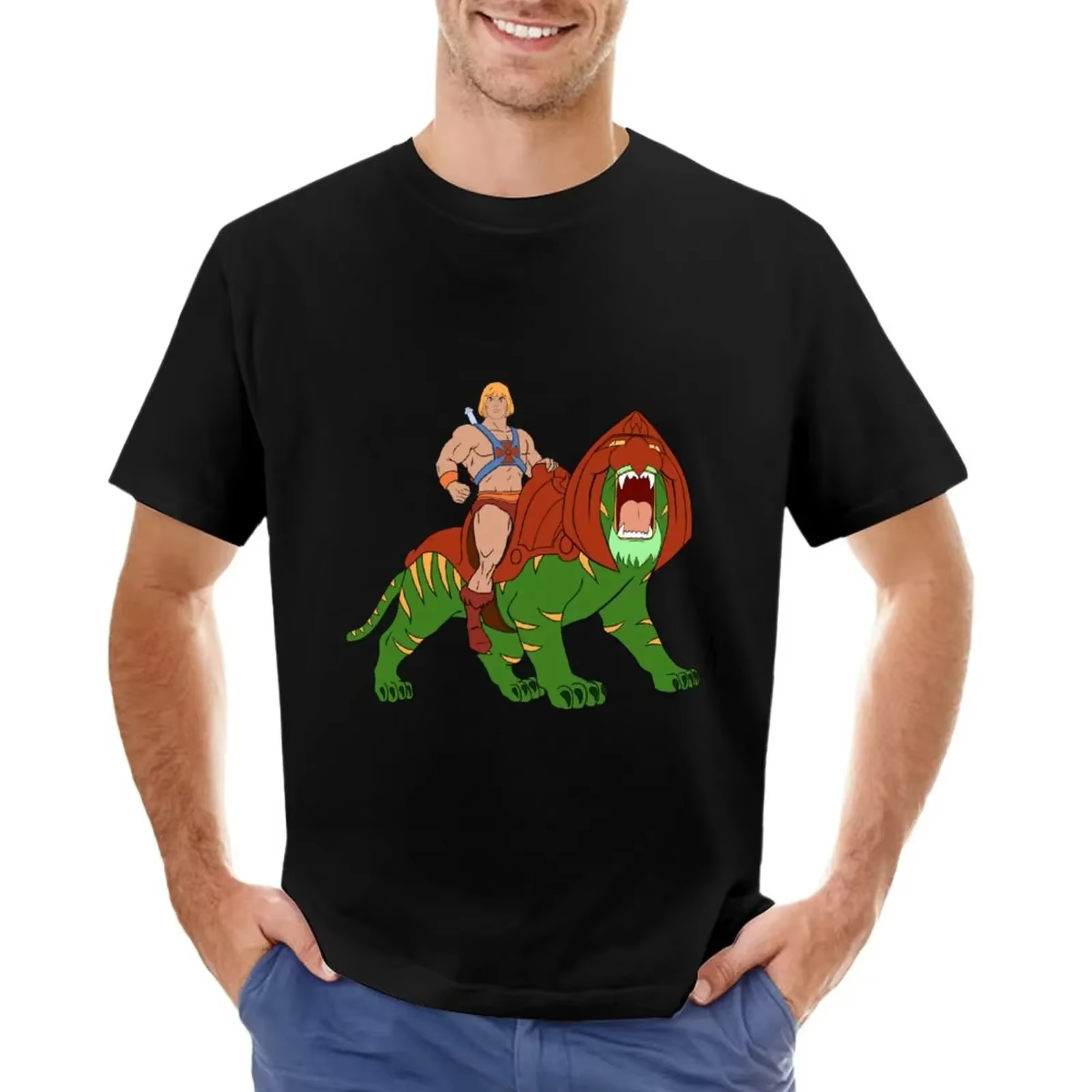 He-man et Tiger hommage T-Shirt hauts mignons t-shirts graphiques pour hommes à séchage rapide grand