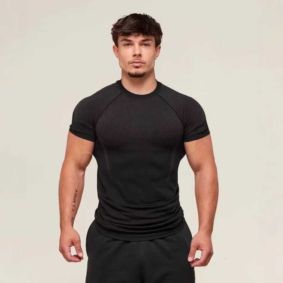 SHARK – T-shirt de fitness pour hommes, haut de gamme, GYM ONYX5.0, agate, haute élasticité, costume