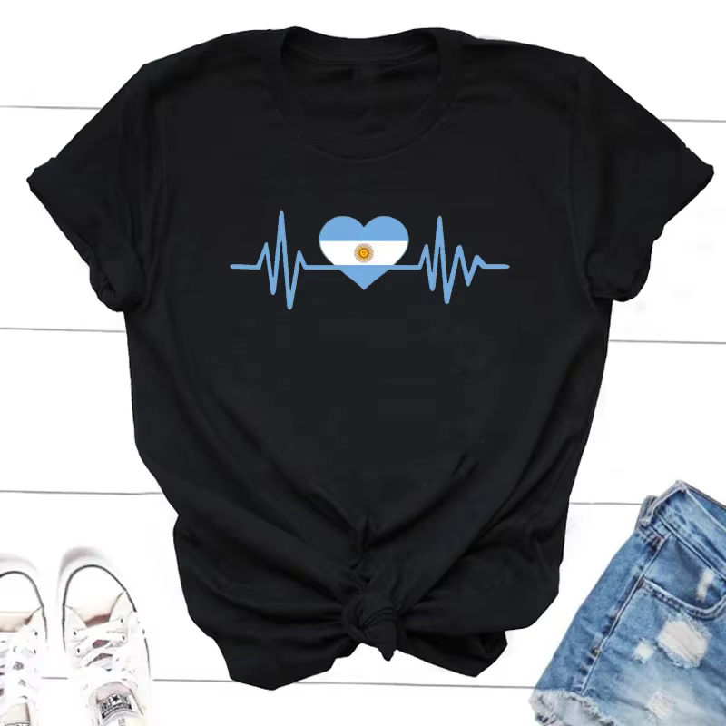 T-shirt de coeur d'Argentine pour les femmes et les hommes, tee-shirts de psychiatrie, amour, sensat