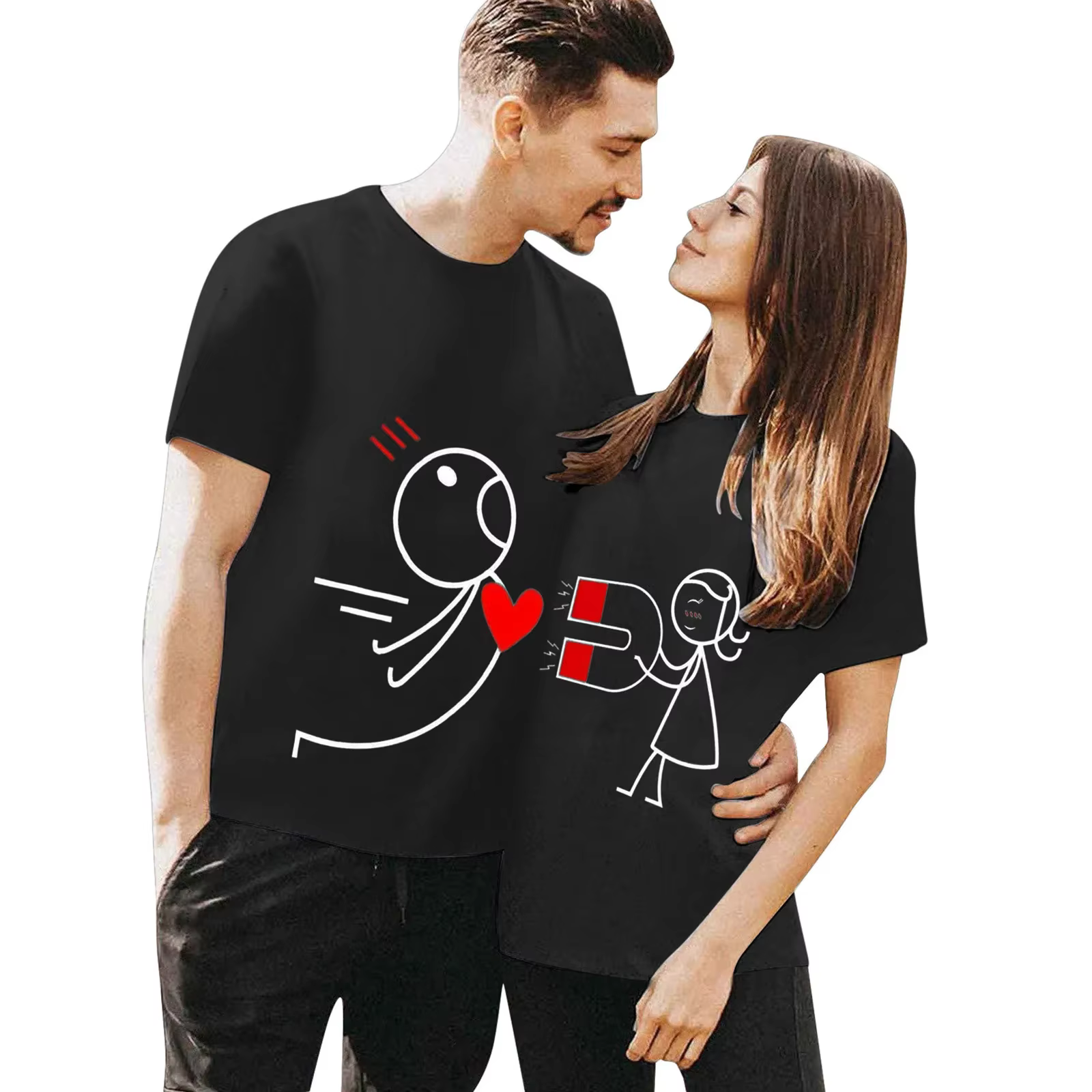 T-shirt du Jour de Léon pour Homme et Femme, Tenue de Couple, Impression de Figurines, Européen et A