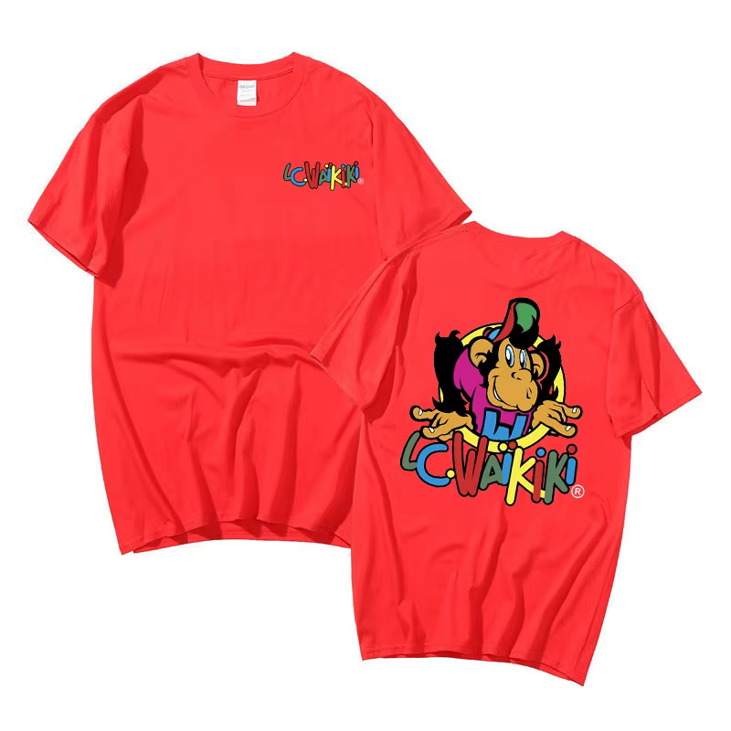 T-shirt graphique Singe Lc Waikiki pour hommes et femmes, t-shirts College double face, t-shirts déc