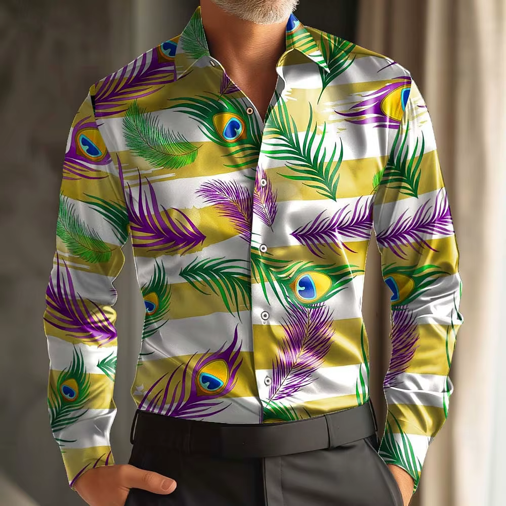 Chemise à manches longues pour hommes, imprimé carnaval rétro Paisley, coupe ample, Style de rue déc