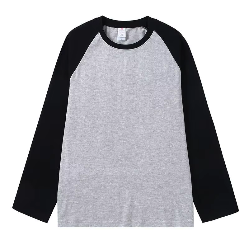 T-shirt à manches longues en pur coton pour hommes et femmes, coupe ample, Patchwork, épaules dénudé