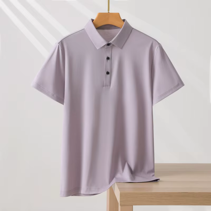 T-shirt Polo Homme Couleur Unie Manches Courtes Été Décontracté Ample Tendance Laisel Modal Tricoté