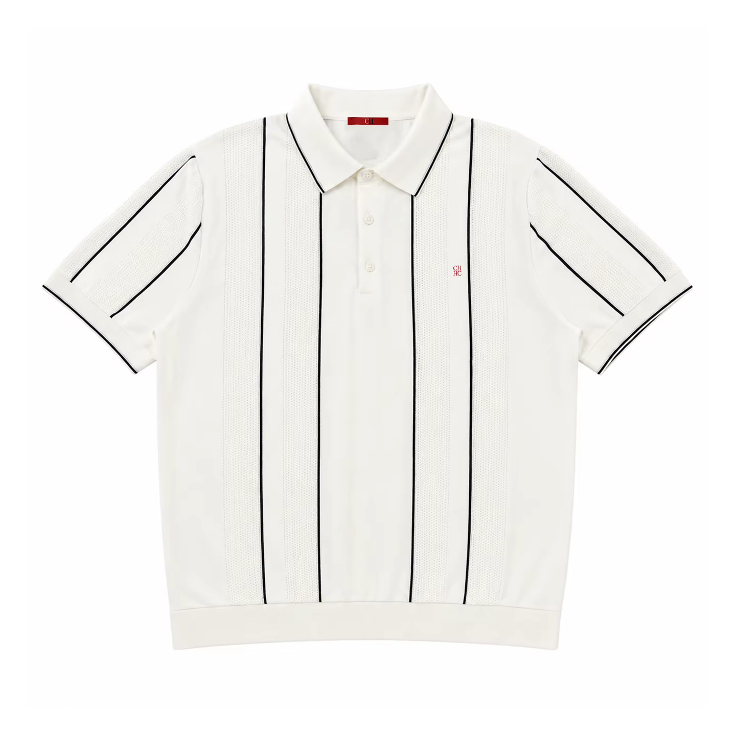 Polo en tricot rayé pour homme CH, manches courtes, boutons, style décontracté rétro, style tennis, 