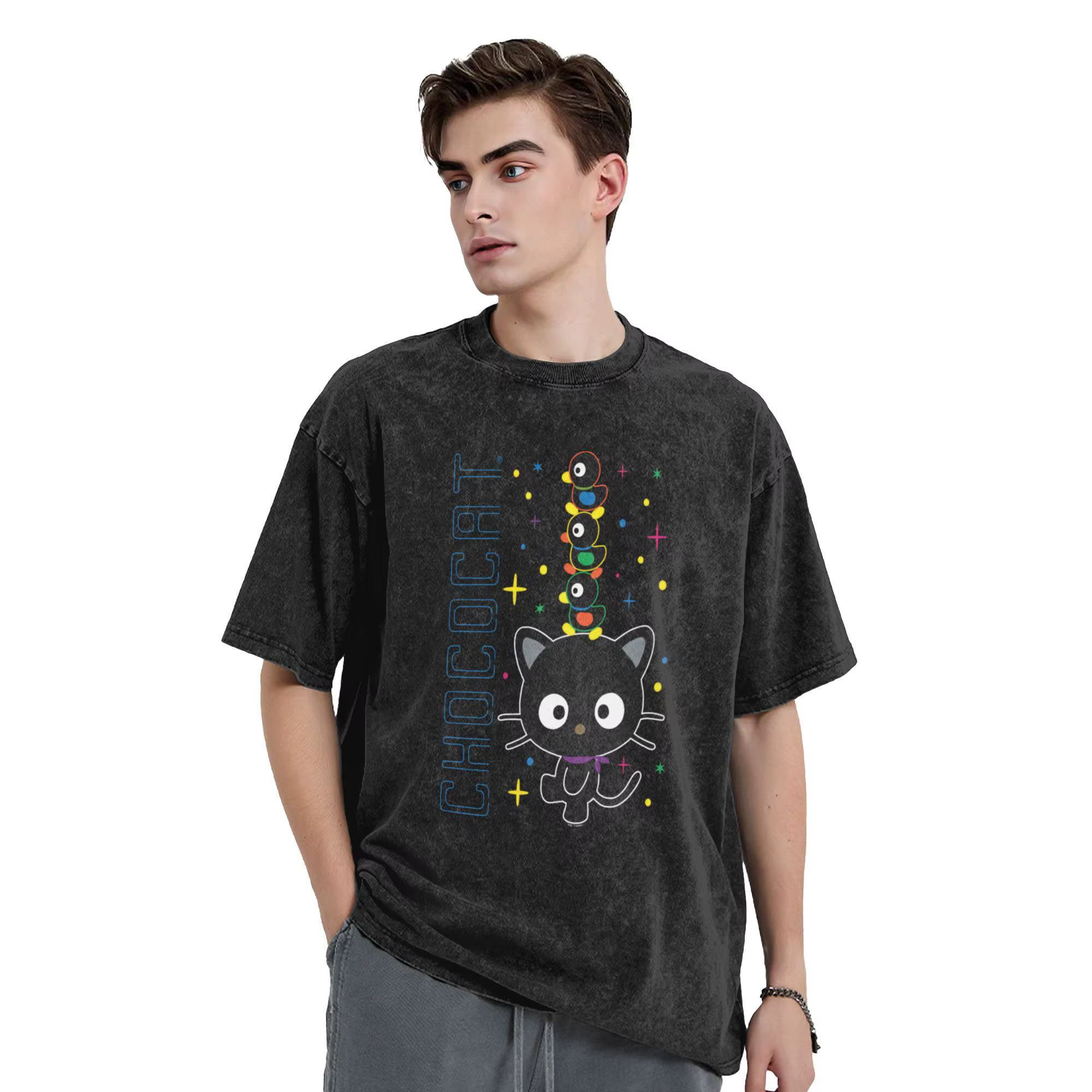 Chococat Logo T-Shirt été Streetwear t-shirts décontracté Harajuku T-Shirt pour homme à manches cour