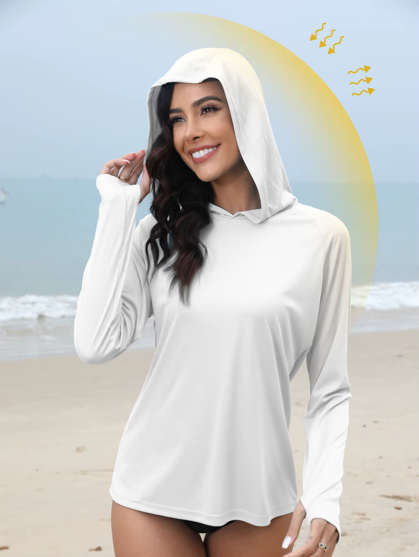 Femme sun protection sweat à capuche t-shirt manches longues