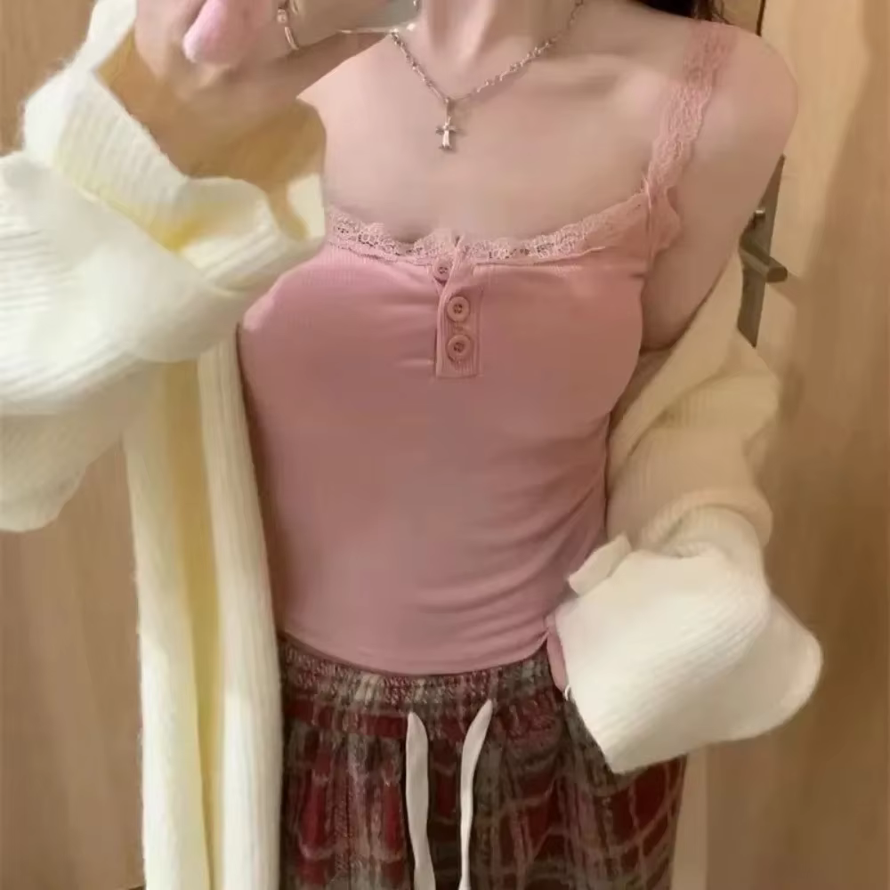 Coquette Y2k haut court été dentelle débardeur femmes recadrée mignon Camis Sexy blanc culture hauts