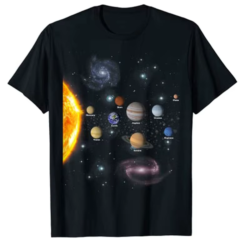 T-shirt du système solaire pour garçons et filles, t-shirt spatial réaliste STEM pour enfants, drôle