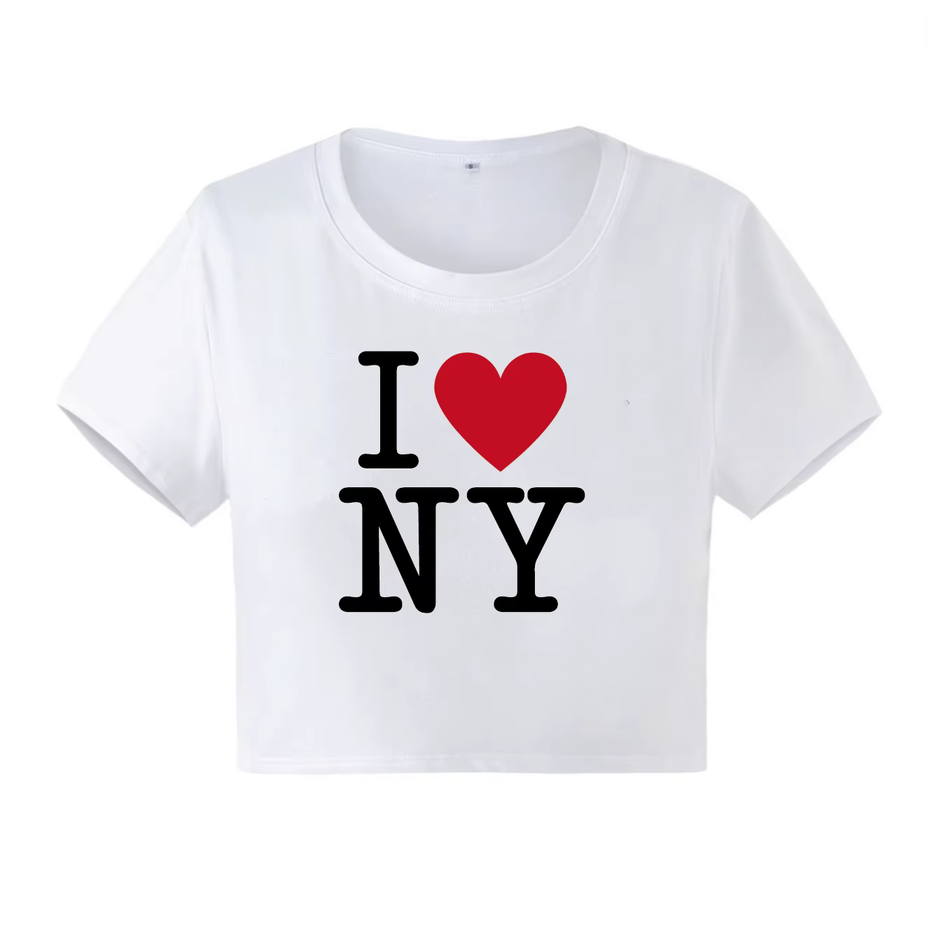 T-shirt en coton imprimé texte I Love New York pour filles, haut court, t-shirt bébé, slogan d'été, 