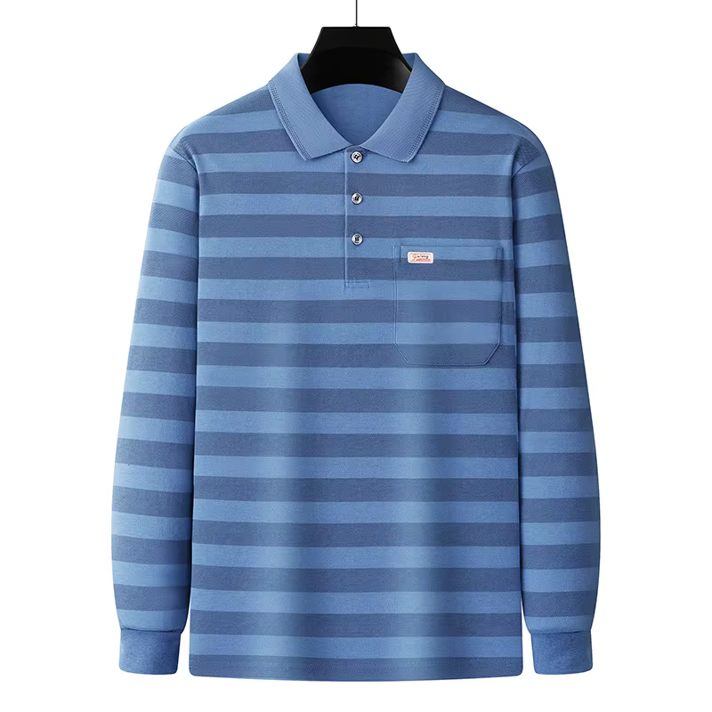 Nouveaux polos de golf pour hommes de haute qualité, t-shirts rayés à manches longues, hauts décontr