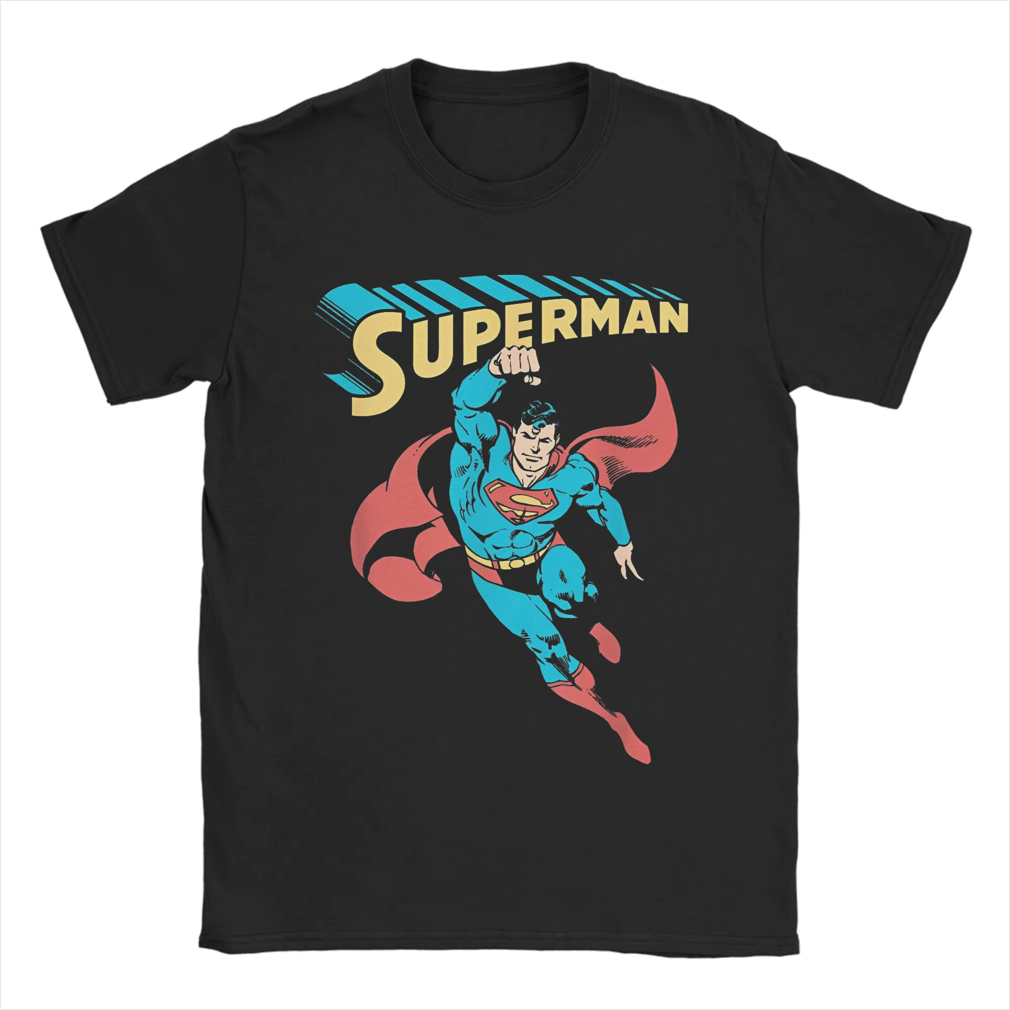 T-shirts de super-héros Superman pour hommes et femmes, t-shirt amusant 100% coton, col rond, manche