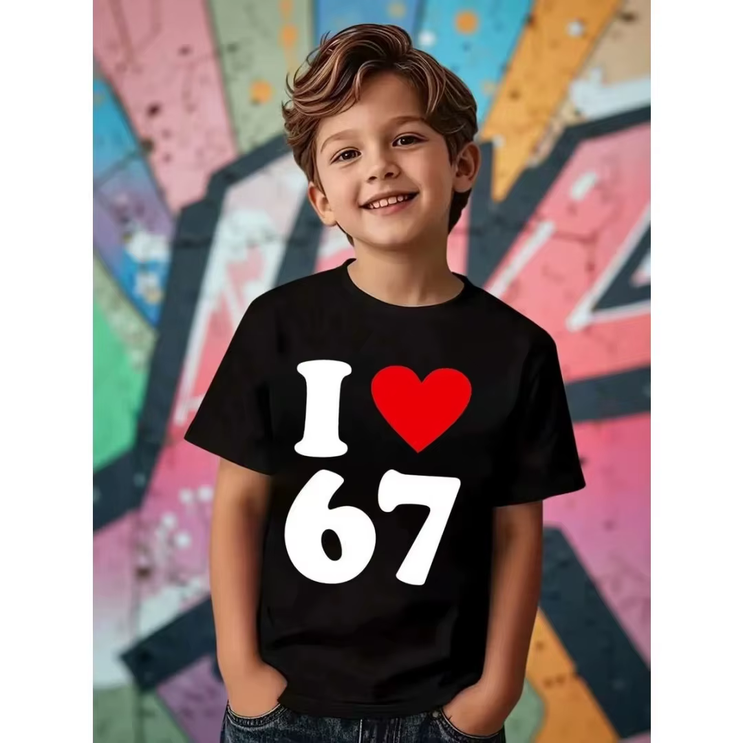 T-shirt imprimé Meme I Love 67 pour femmes, Streetwear, manches courtes, col rond, vêtements décontr