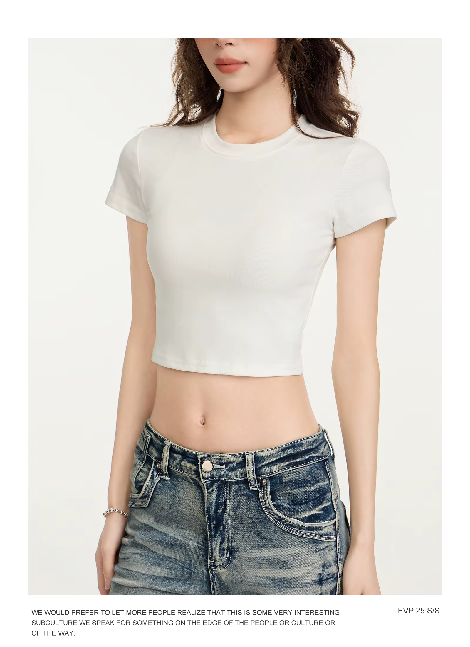 Haut court femmes LOGO personnalisé impression gratuite à manches courtes solide coupe ajustée col r