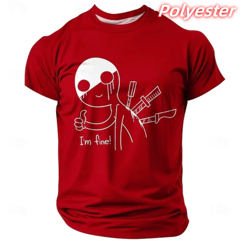 Dessin animé couteau motif t-shirt pour hommes amusant humoristique 3D imprimé à manches courtes T-S