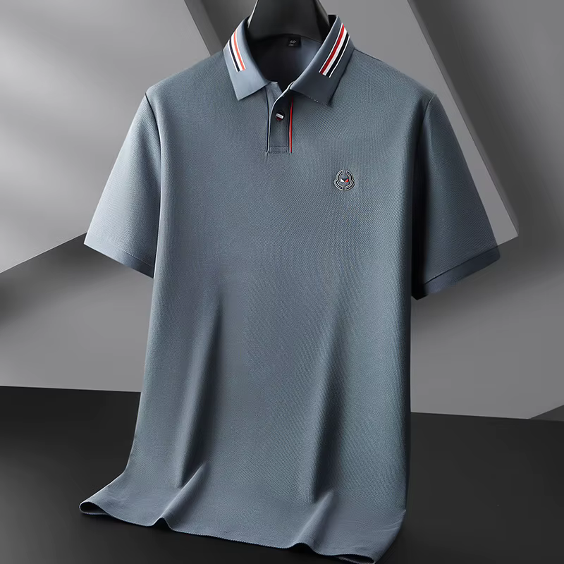 Minglu 100% coton été hommes polos de luxe à manches courtes couleur unie broderie décontracté homme