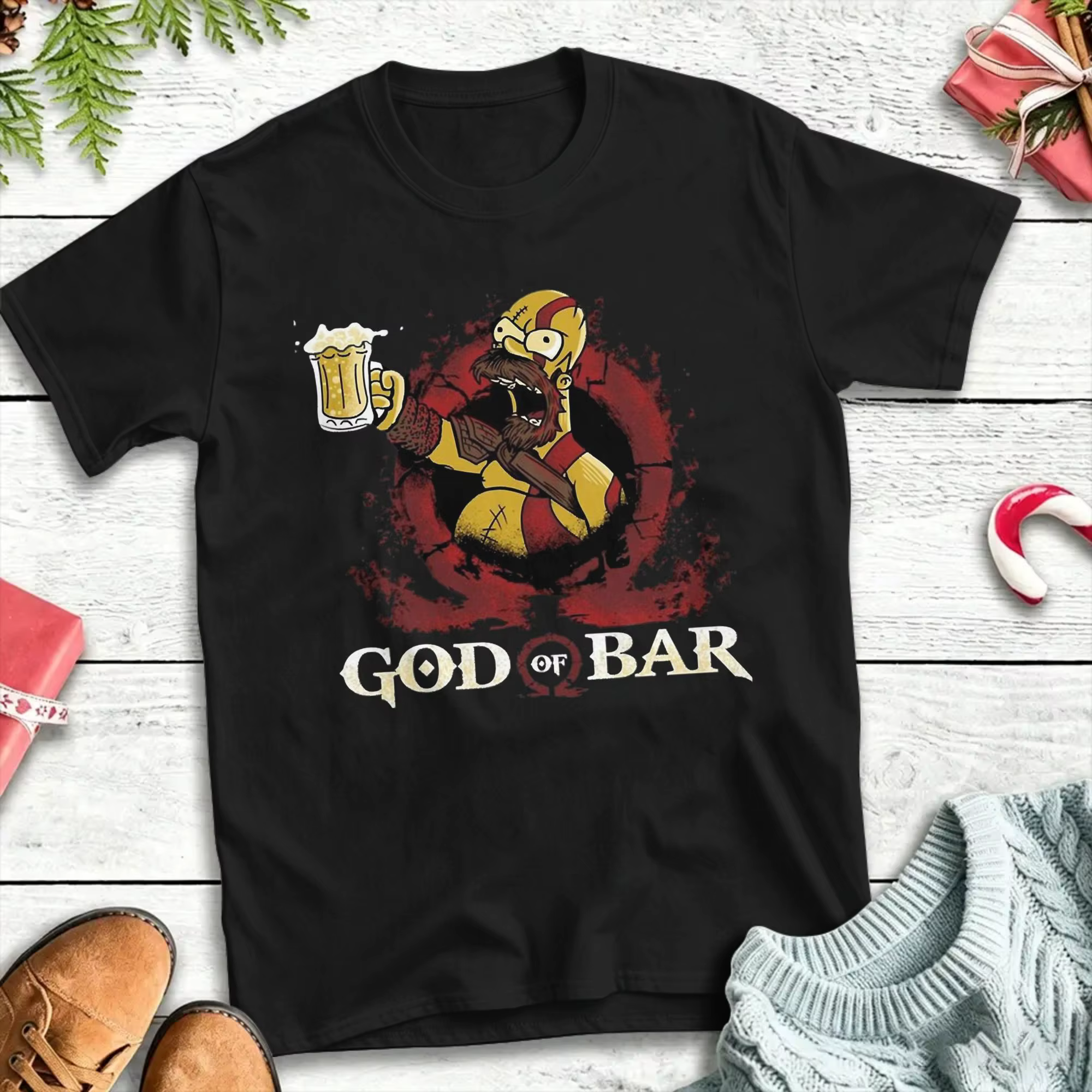T-shirts God Of War pour hommes, en pur coton, cool, à col rond, à manches courtes, vêtements à manc