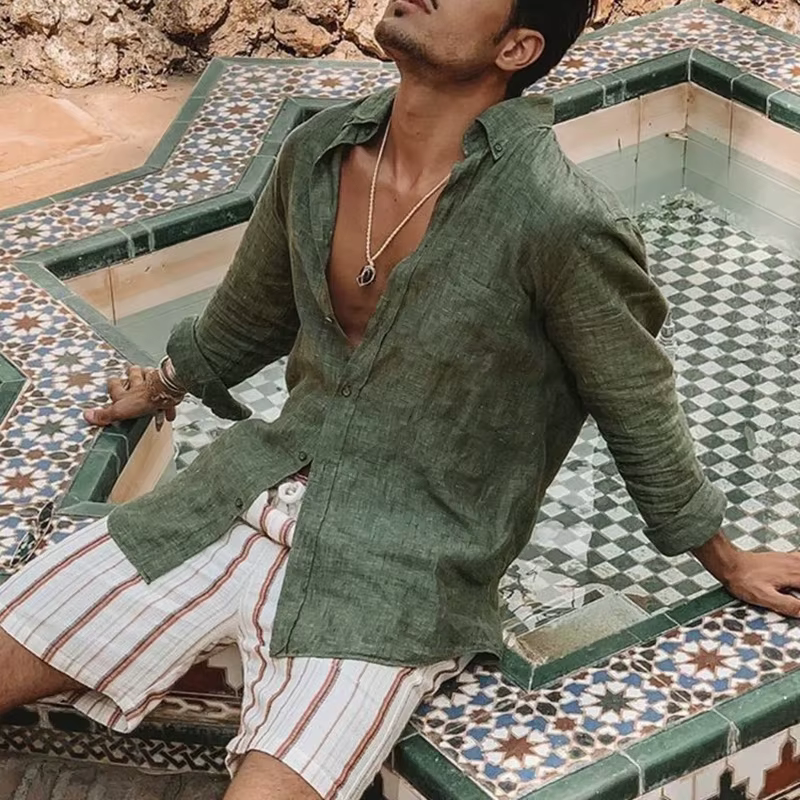 Chemise homme manches longues coupe régulière hommes décontracté surdimensionné ample simple boutonn