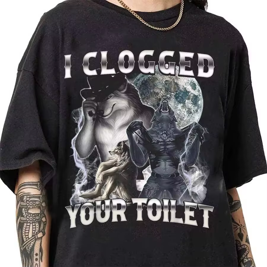 2026 T-shirt à manches courtes pour hommes et femmes, motif Meme Alpha Wolf drôle 'Je t'ai bouché le