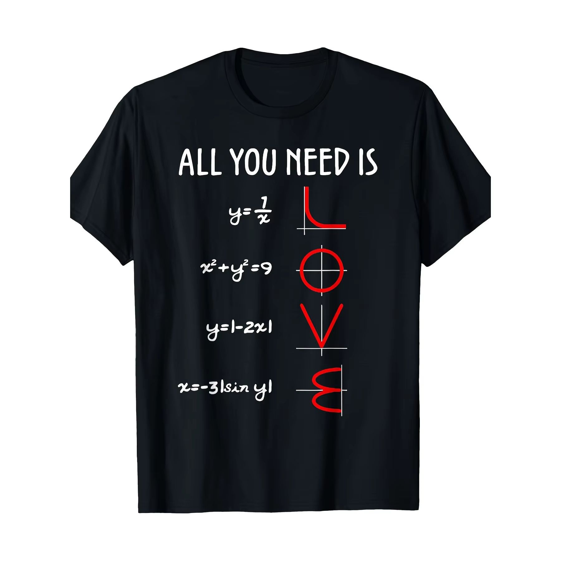 T-shirt décontracté à manches courtes avec imprimé équation mathématique romantique « LOVE » pour ho