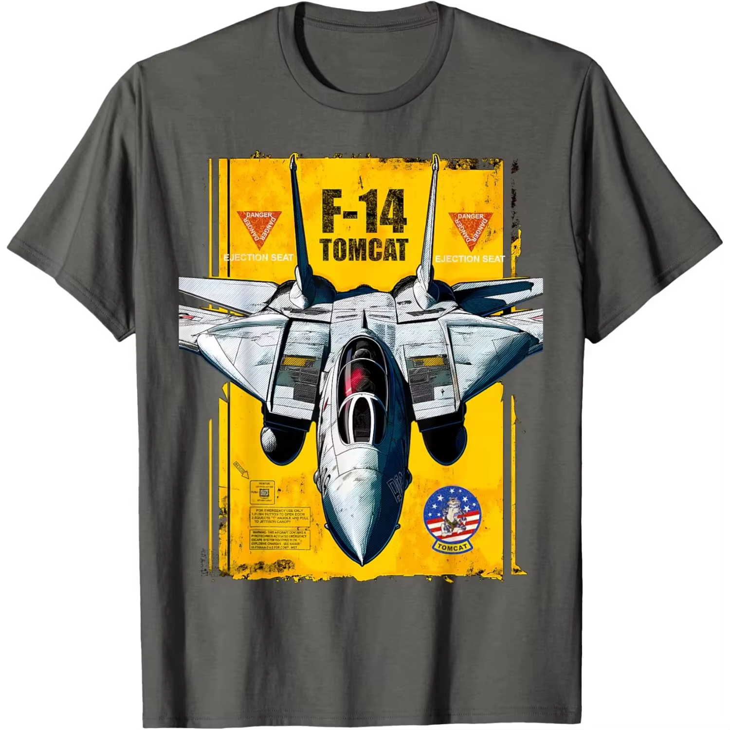 T-shirt graphique F-14 Tomcat Fighter Jet pour hommes, impression cool sur le thème de l'aviation mi