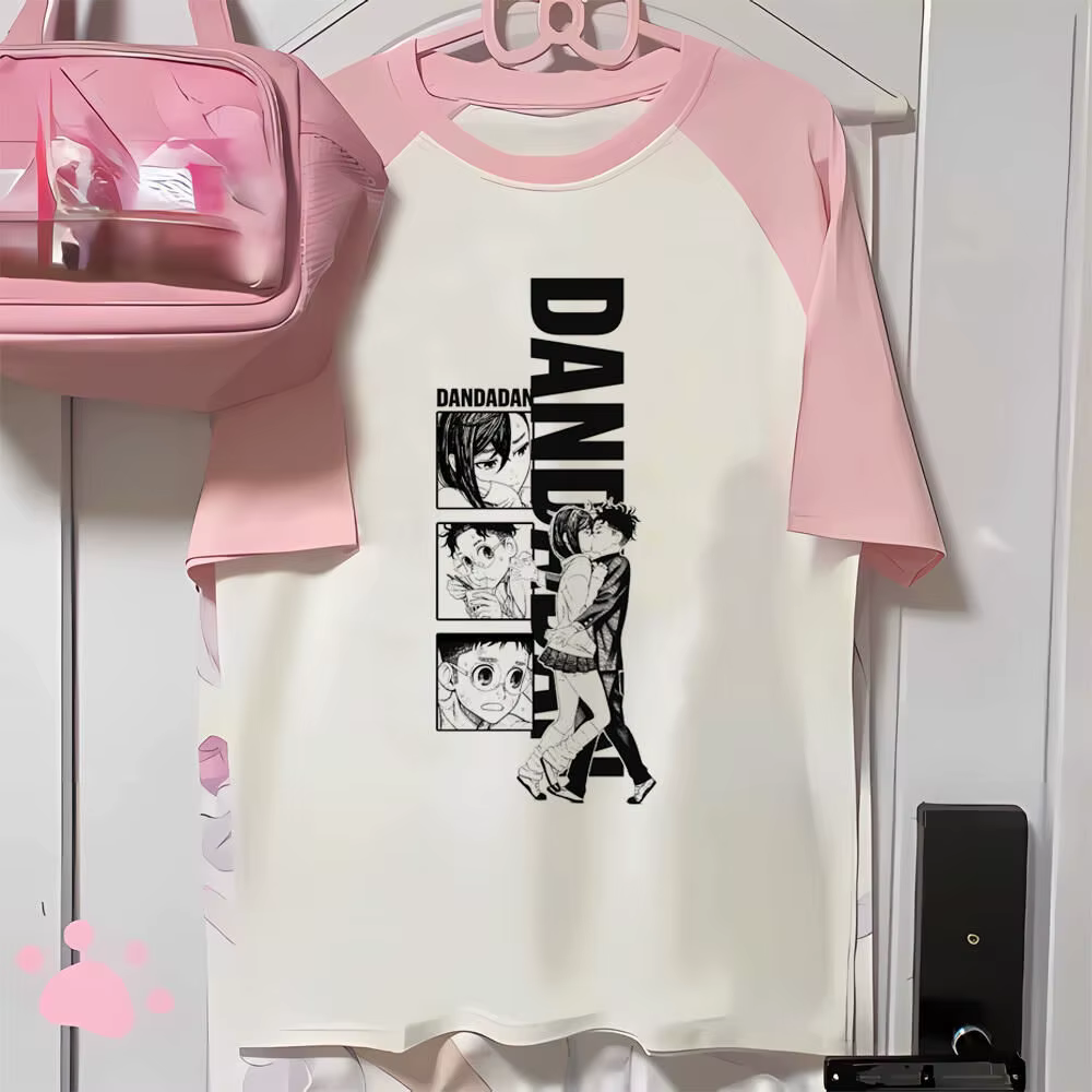 Dandadan t-shirt femme Grunge Pastel 80s chemise numérique hip hop vêtements coréens Grunge à la mod