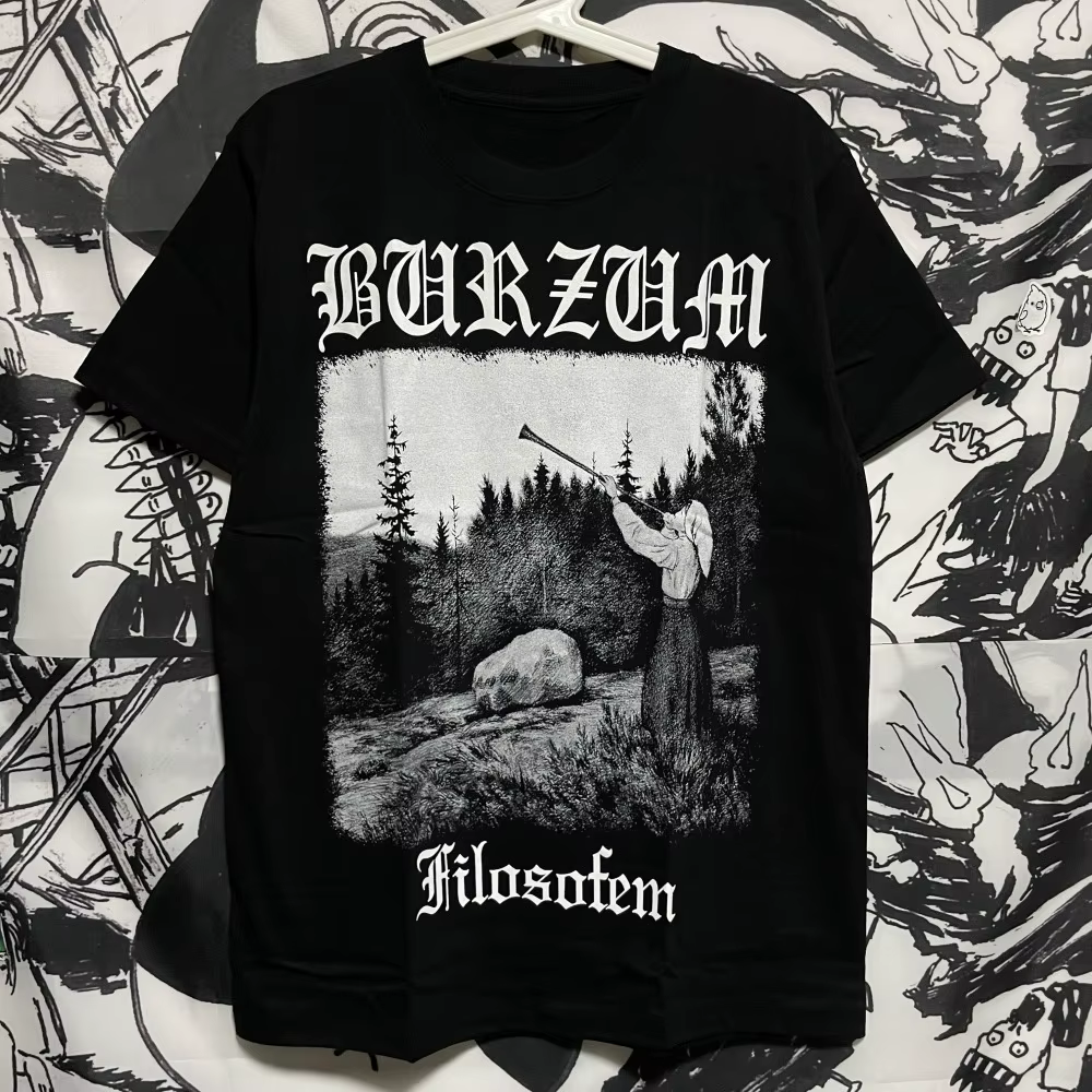 Burzum Band imprimé métal européen et américain 100% pur coton hommes été imprimé T-shirt