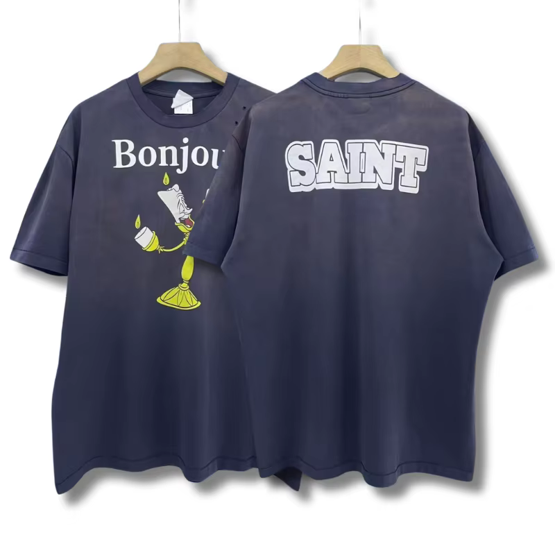 Vintage SAINT t-shirts tissu lourd haute qualité lettre impression femmes hommes t-shirts graphiques