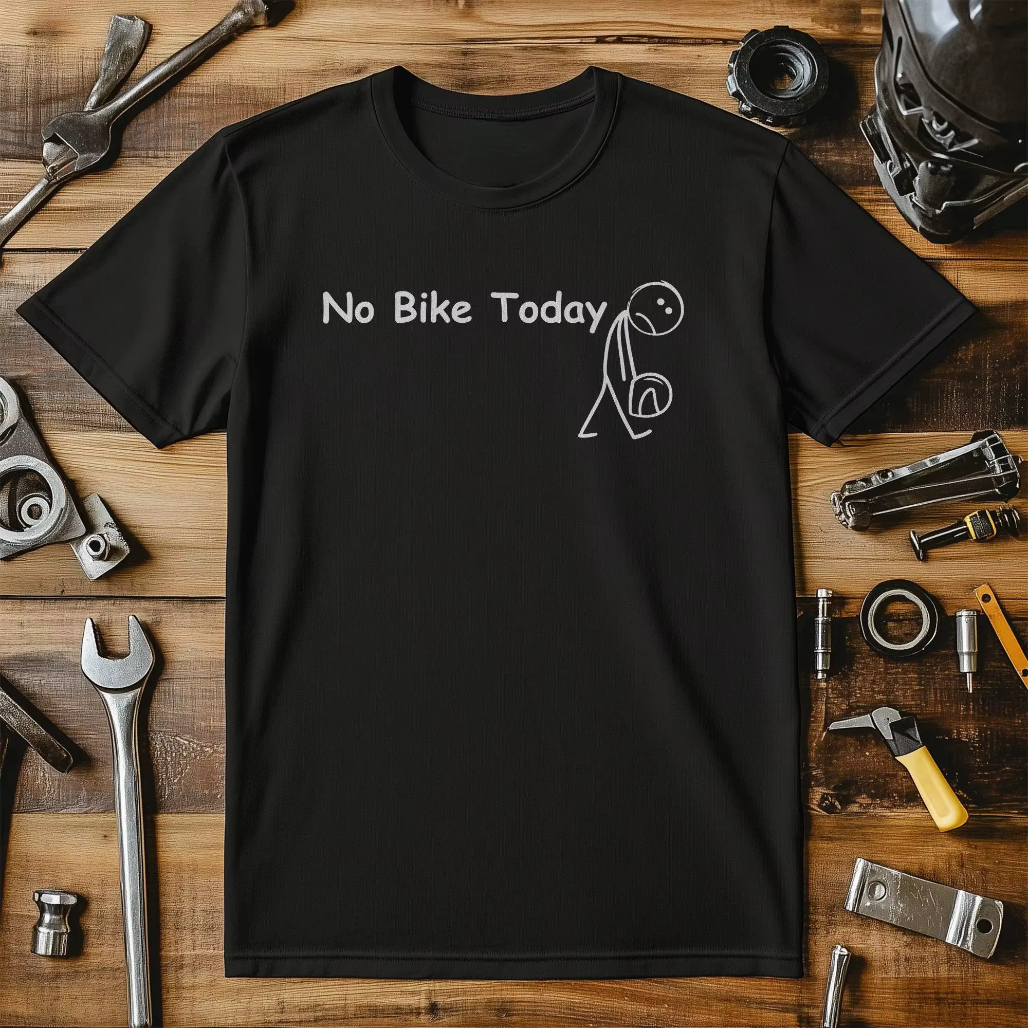 Pas de vélo aujourd'hui T-Shirt moto et tête d'essence T-Shirts graphiques rétro Streetwear col rond