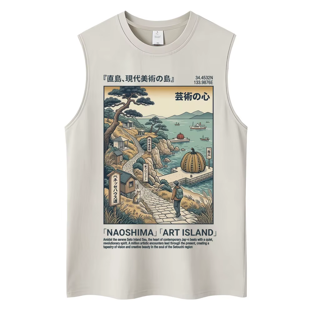 Débardeurs en coton lavé style Ramen Japonais de Tokyo pour hommes et femmes, mode vintage, haute qu