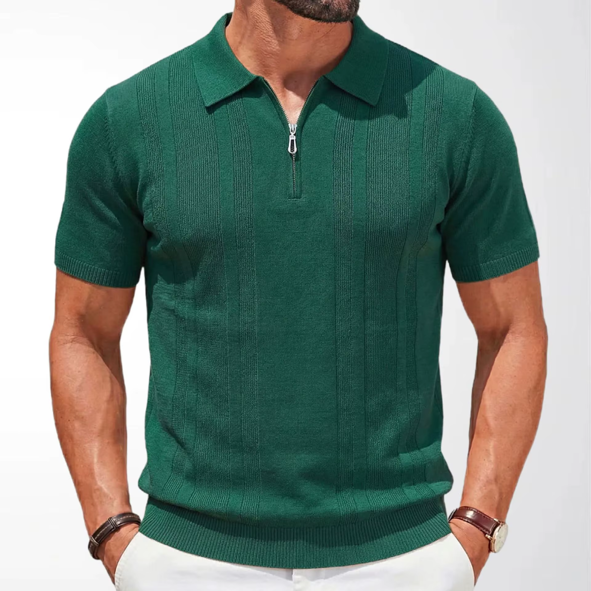 Nouveaux Polos Sportifs Zippés Unicolores pour Hommes 2026 – Chemises d'Été Athlétiques à Manches Co