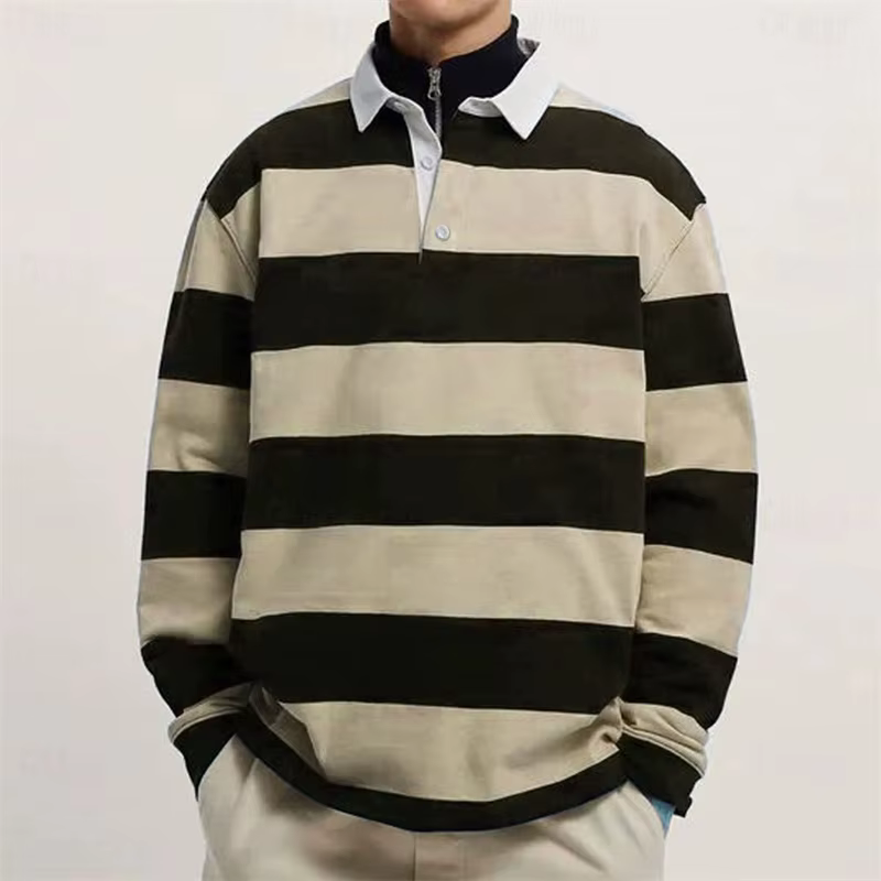 Polo rayé à manches longues pour hommes, Simple, mode, décontracté, imprimé en 3D, Golf, ample, conf