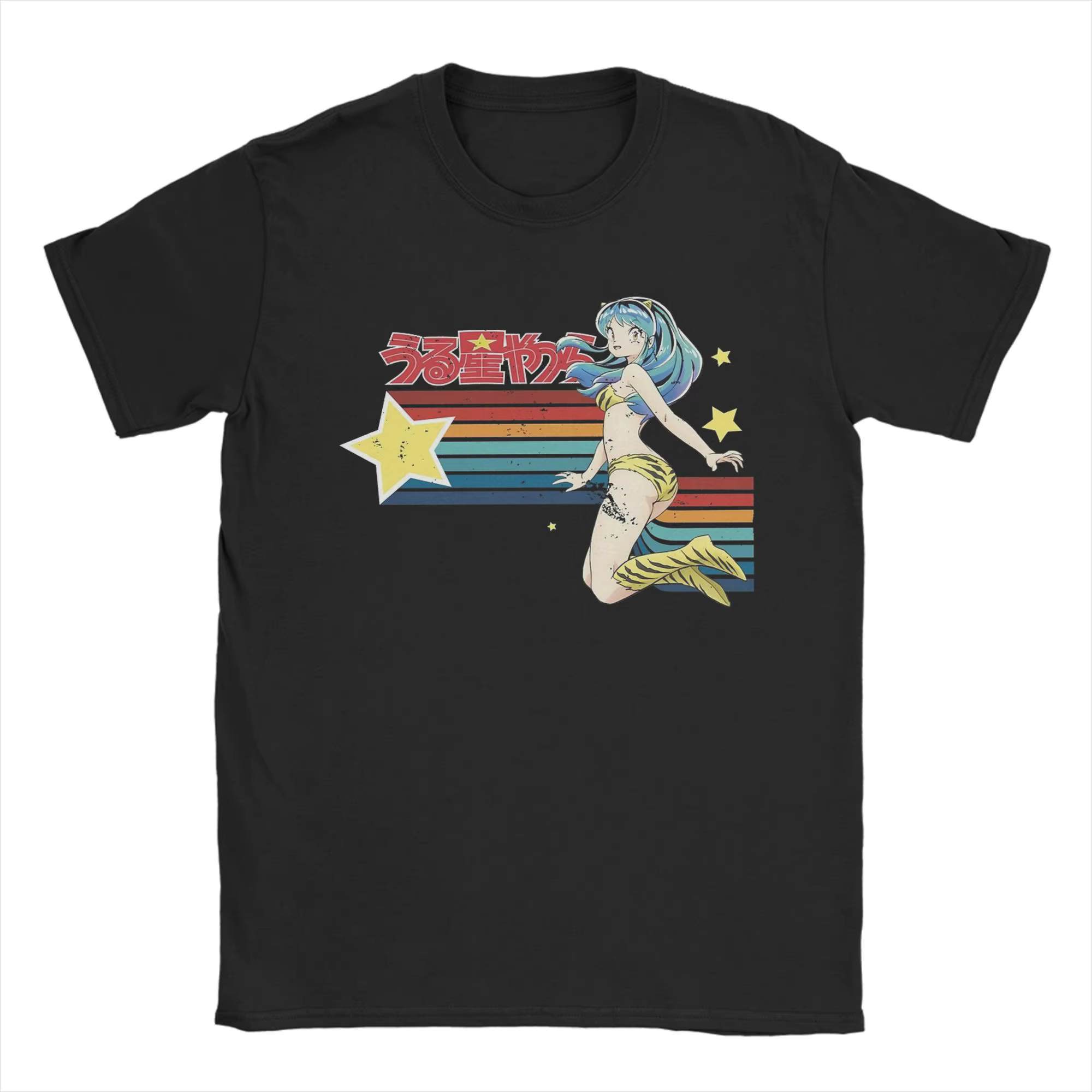 T-shirt Urusei Yatsura Lamu 80S pour hommes, vêtements 100% coton, T-Shirt amusant à manches courtes