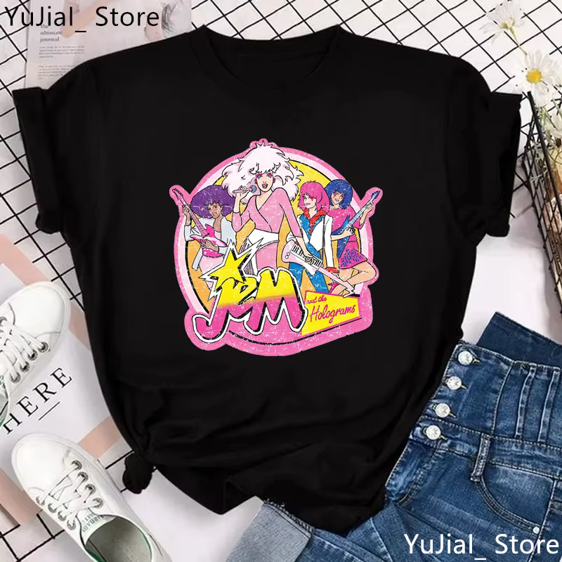 Jem et les hologrammes graphique imprimé T-Shirt filles été hauts à la mode T-Shirt femmes gris/vert