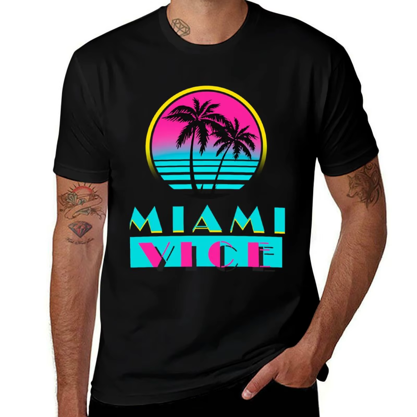 Miami Vice Racerback T-Shirt t-shirts pour homme pack coton hommes T-Shirt coton 100% T-Shirt