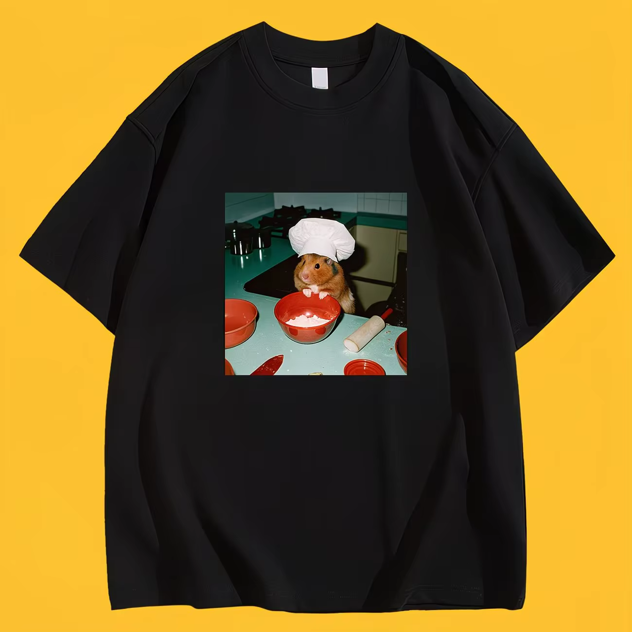 T-shirt humoristique avec motif de hamster chef, idéal pour l'été, à manches courtes, cadeau pour le