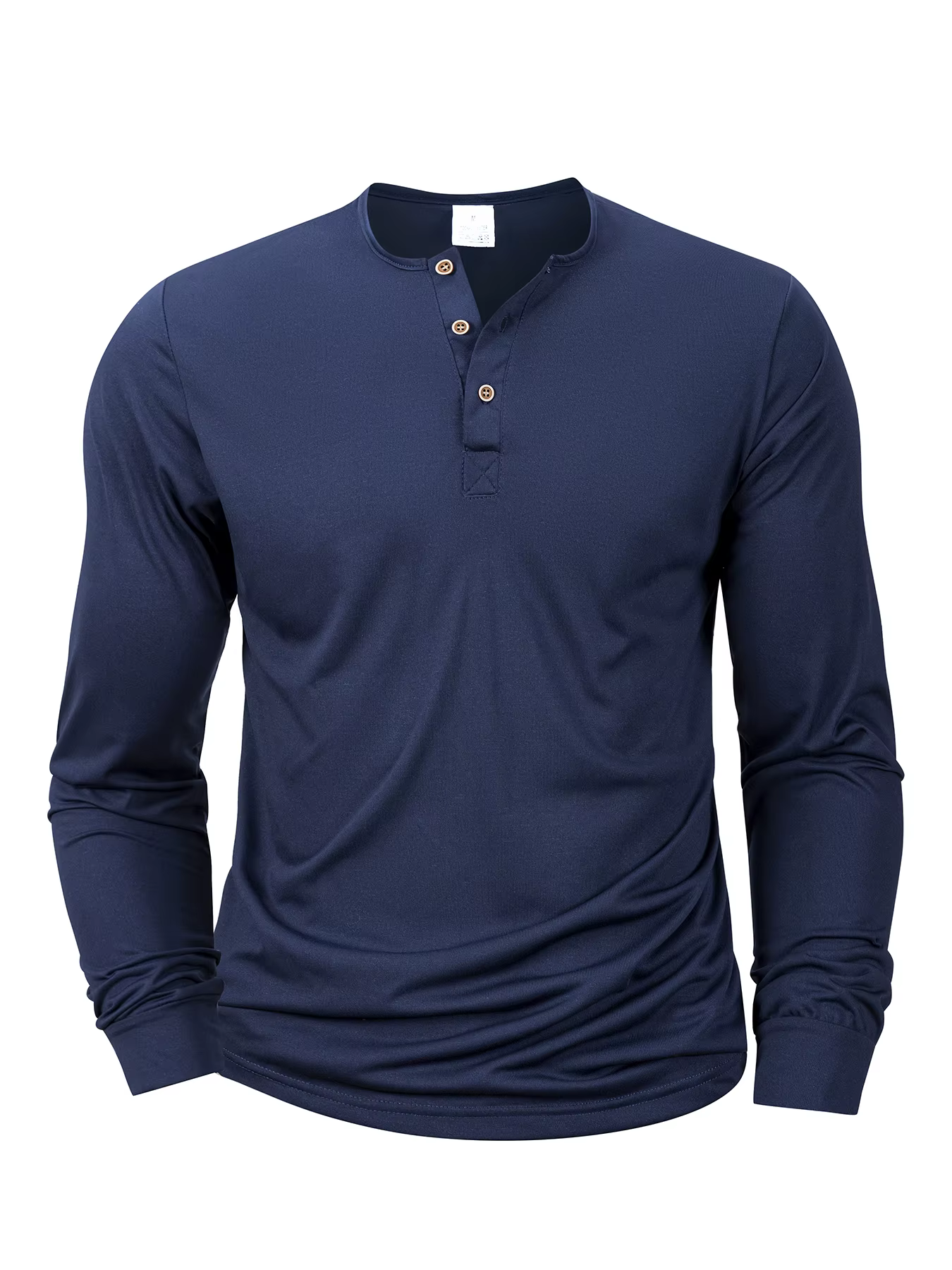 T-shirt à manches longues pour hommes, col Henley, coupe cintrée, chemise à bascule, hauts de Fitnes