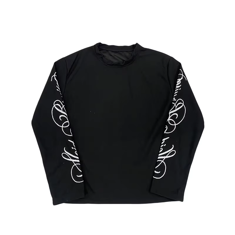 T-shirt à manches longues personnalisé style INS pour hommes et femmes, pull rétro tendance streetwe