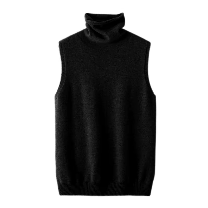 Femmes 100% laine mérinos pulls sans manches col roulé pull gilet laine tricots printemps automne hi