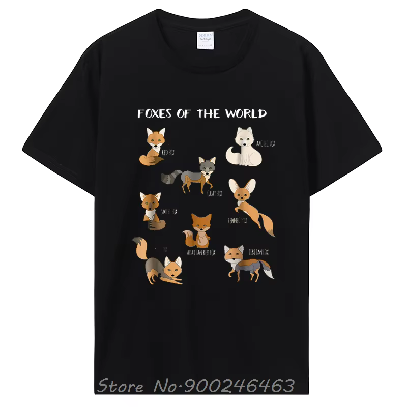 Renards du monde drôle renard animaux T-Shirt éducatif hauts à la mode coton T-Shirt surdimensionné 